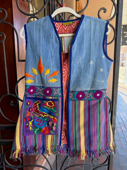 SUN MOON BIRD HUIPIL UPCYCLED VEST