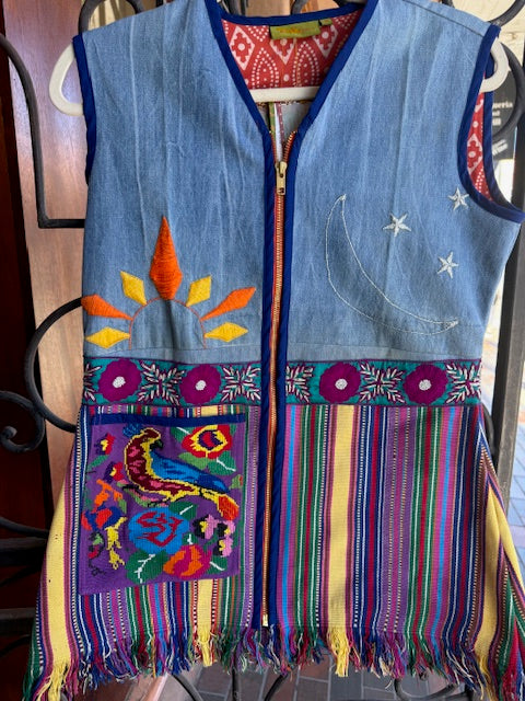 SUN MOON BIRD HUIPIL UPCYCLED VEST
