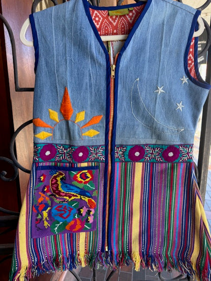 SUN MOON BIRD HUIPIL UPCYCLED VEST