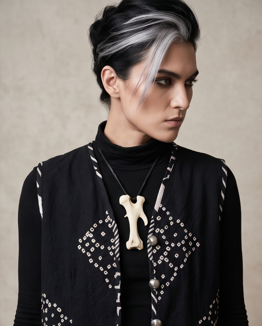 B&W WOOL VEST