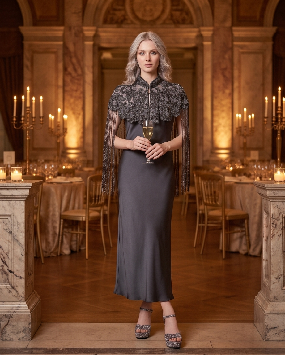 FRINGE BEADED CAPELET