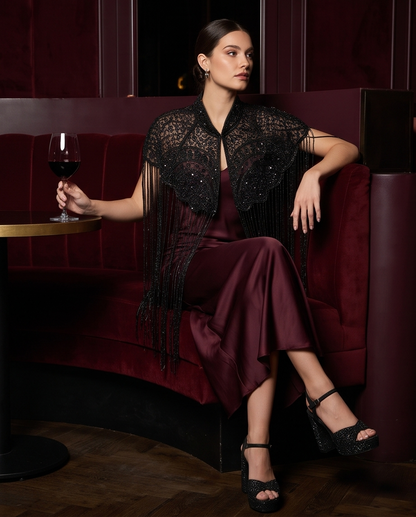FRINGE BEADED CAPELET