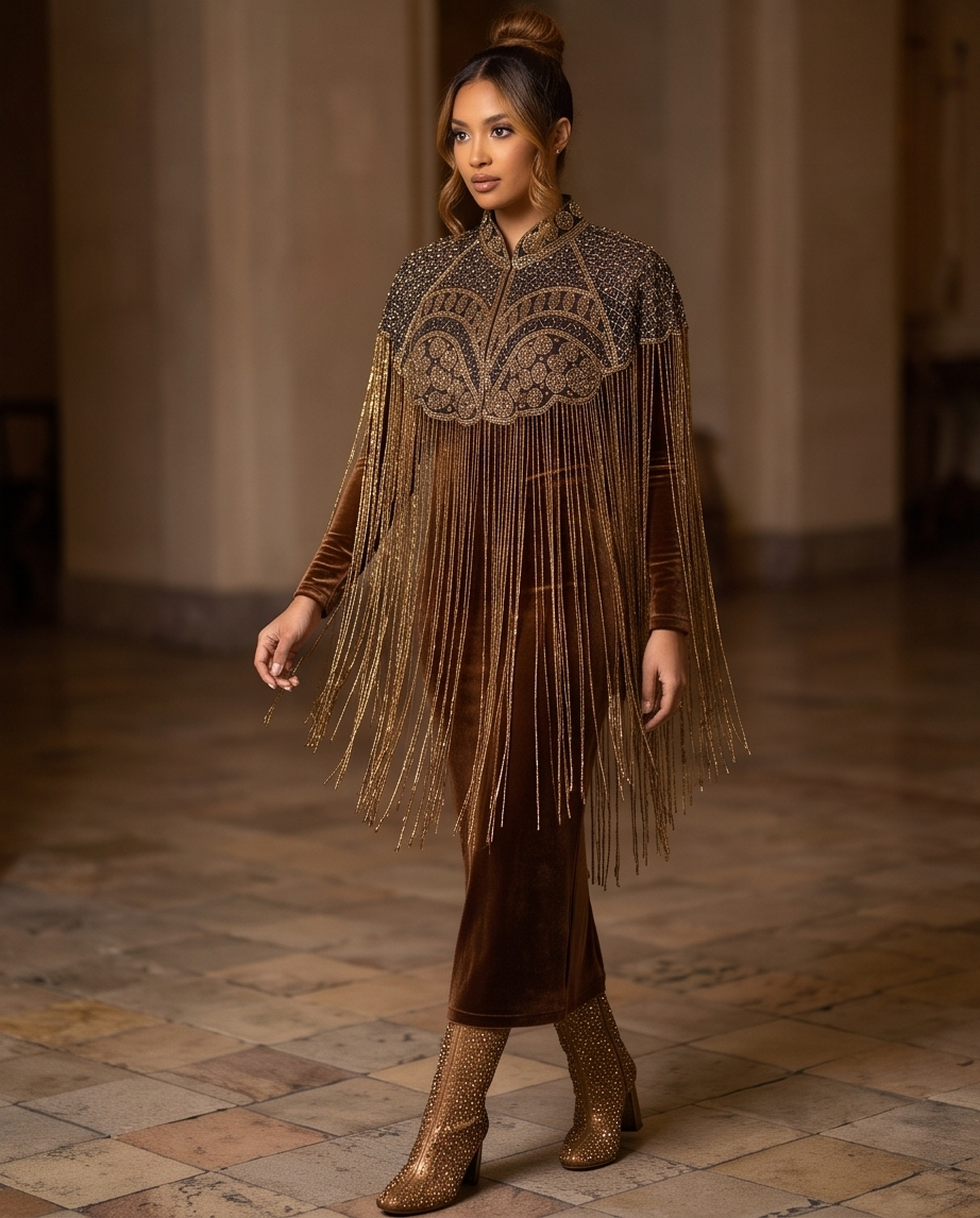 FRINGE BEADED CAPELET