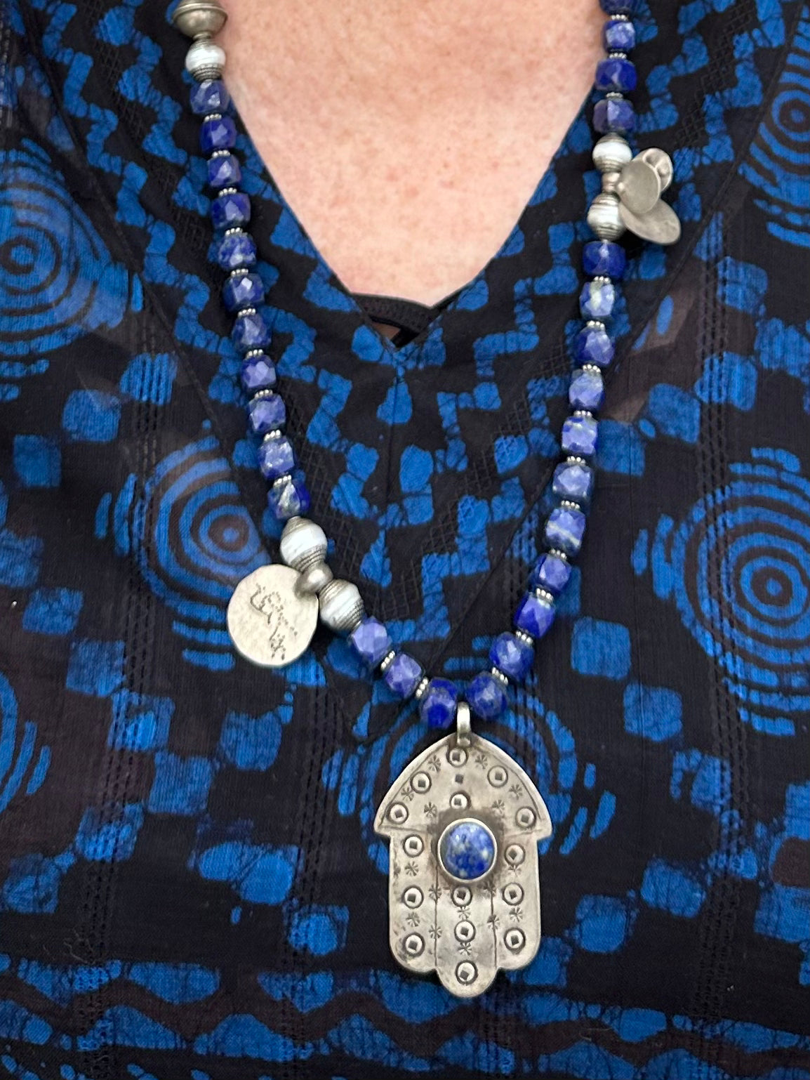 CELESTIAL LAZULI HAMSA NECKLACE