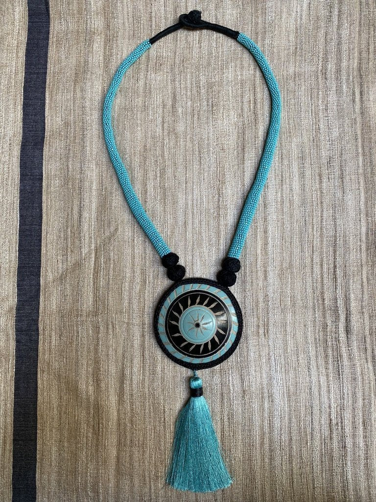 TURQUOISE BUTTON NECKLACE
