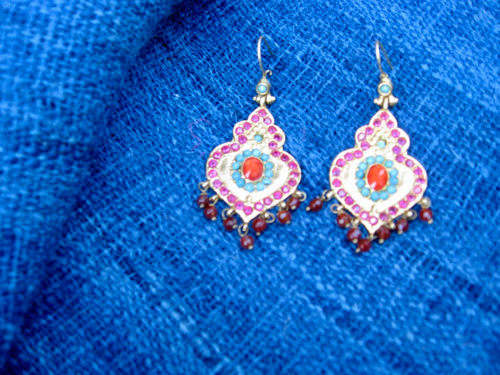 Ava arabesque ruby turquoise dangle earrings Andrea Serrahn Serrahna