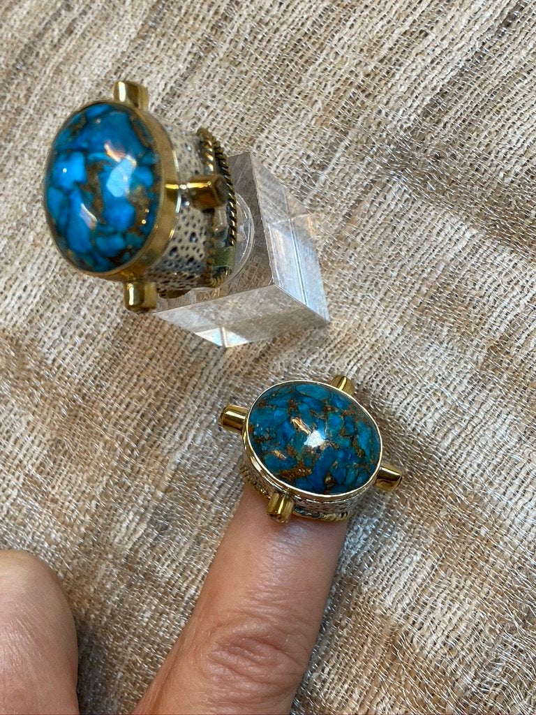 Arizona copper turquoise citrine ring 925 silver ring Andrea Serrahn Serrahna