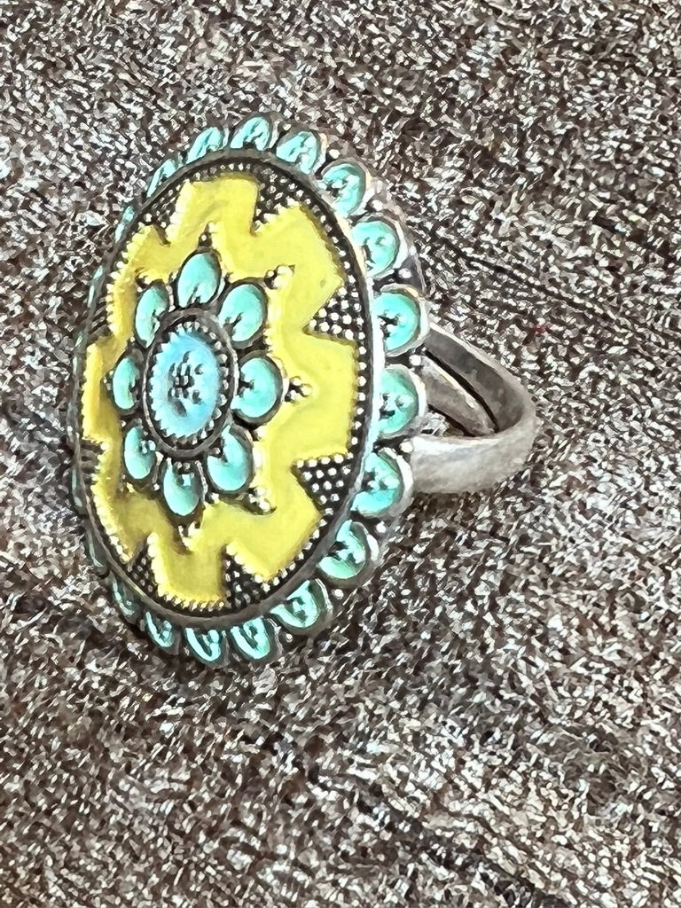 Enameled Mandala Ring sterling silver Andrea Serrahn Serrahna