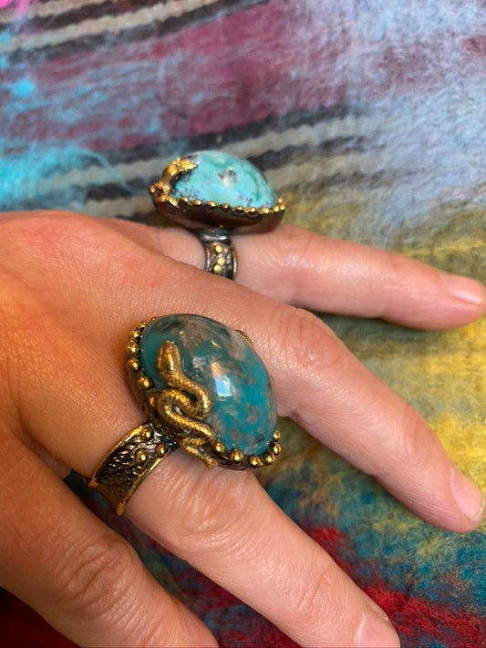 TURQUOISE BLUE DOME RINGS