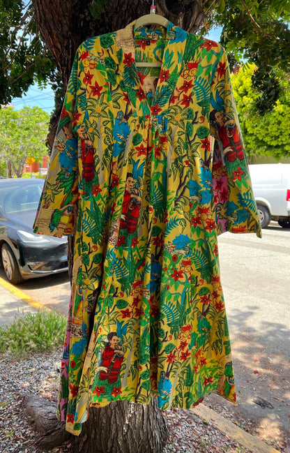 Frida Dress cotton print caftan dress tropical print Andrea Serrahn Serrahna