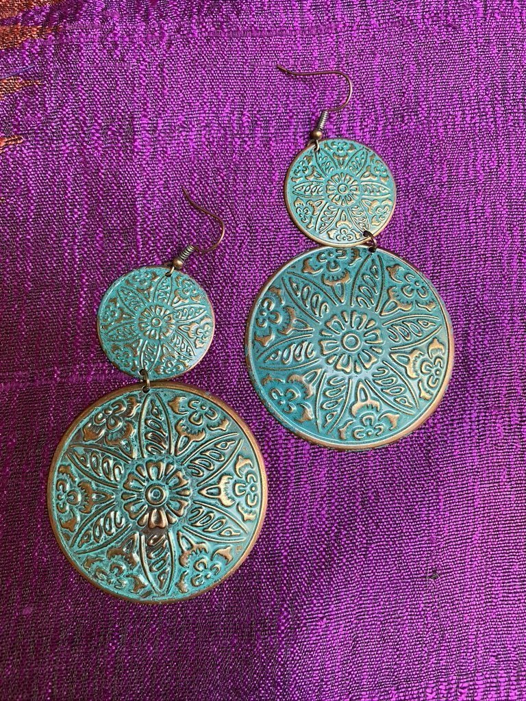 Copper Patina Agean blue Coral Vintage look jewelry Andrea Serrahn Serrahna