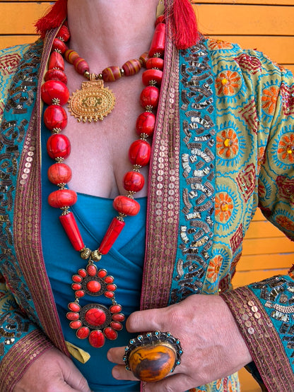 NEPALESE SUNSET: Ceramic Bead Necklace