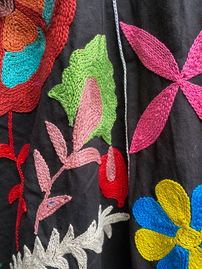 Fleur en noir coat pockets suzani textile a-line coat Andrea Serrahn Serrahna