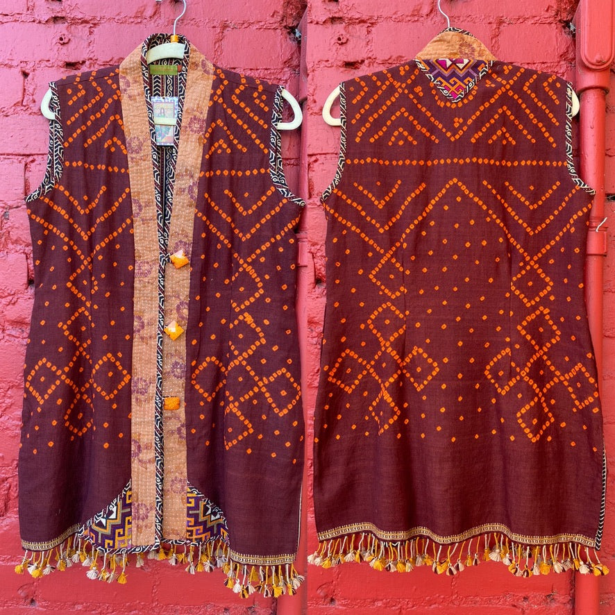 Wool vest Uzbekistan India hand crafted Andrea Serrahn Serrahna