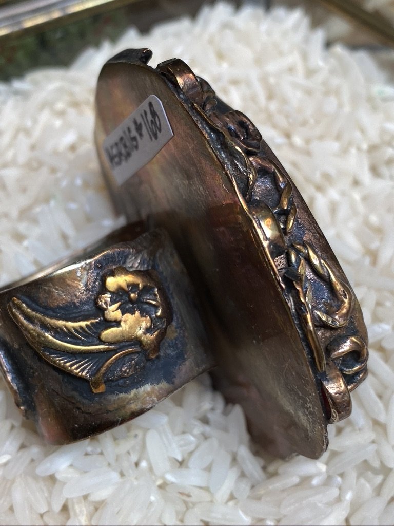 OVERSIZED OOAK rings, mystical treasures made of bronze ornate floral scroll bezel, 1 3/4″ – 2 3/4″ wide, fully adjustable and astonishing. Andrea Serrahn Serrahna