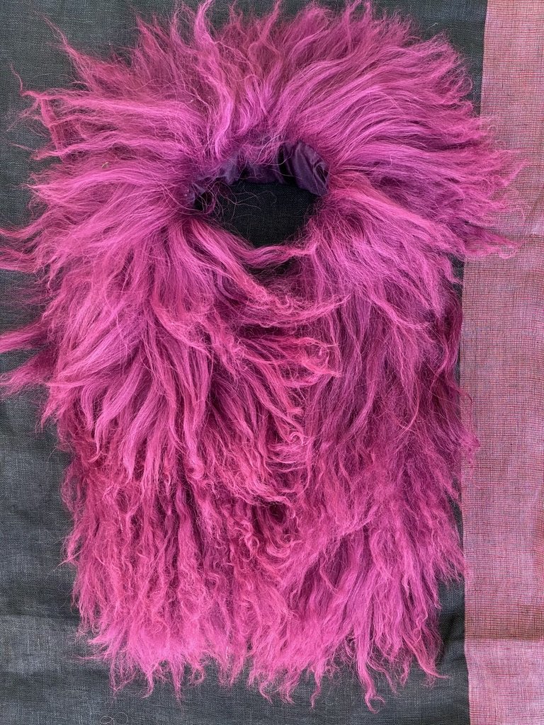 Mongolian fur collar magenta Andrea Serrahn Serrahna