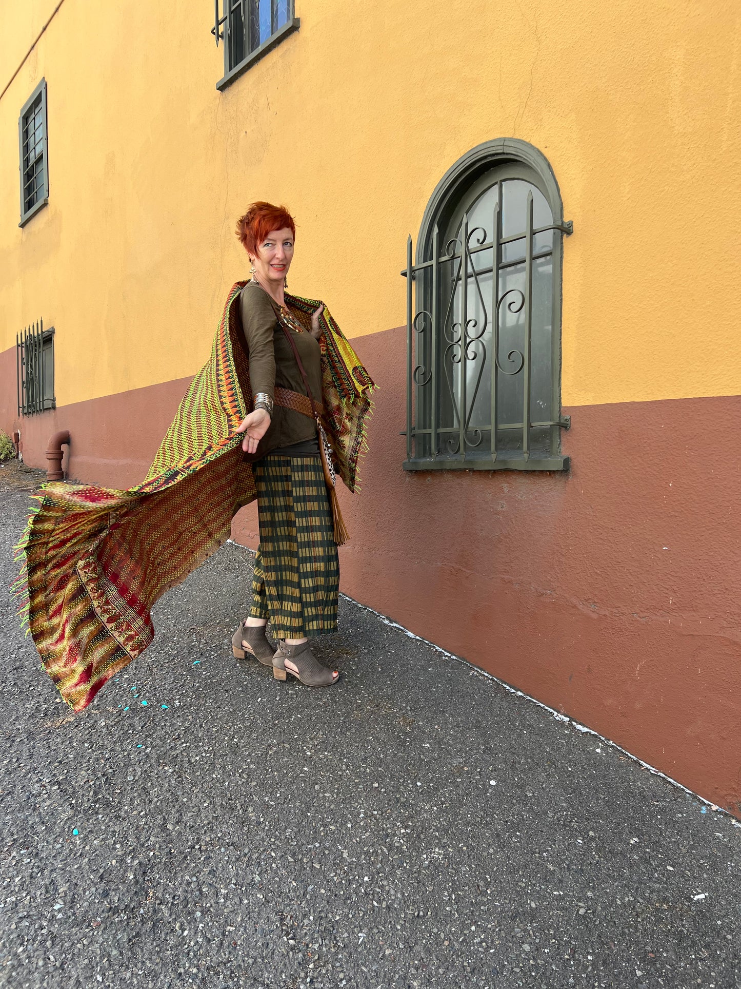 REVERSIBLE HAND-QUILTED SILK SHAWL: AUTUMN PALETTE