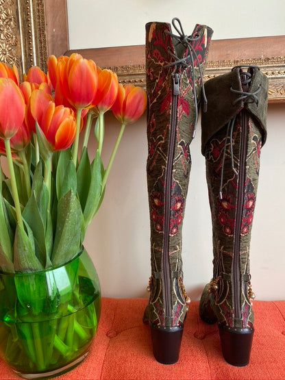 Olive tip toe through the tulip boot anatolian tulip textile over the knee boot Andrea Serrahn Serrahna
