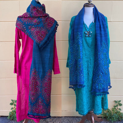 Khadi rustic silk shawls colorful Andrea Serrahn Serrahna
