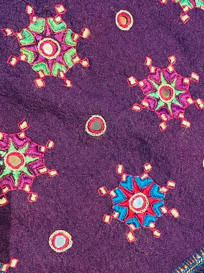 Purple Starry night zenith shawl hand spun woolen yarn hand woven hand embroidered hand dyed Andrea Serrahn Serrahna
