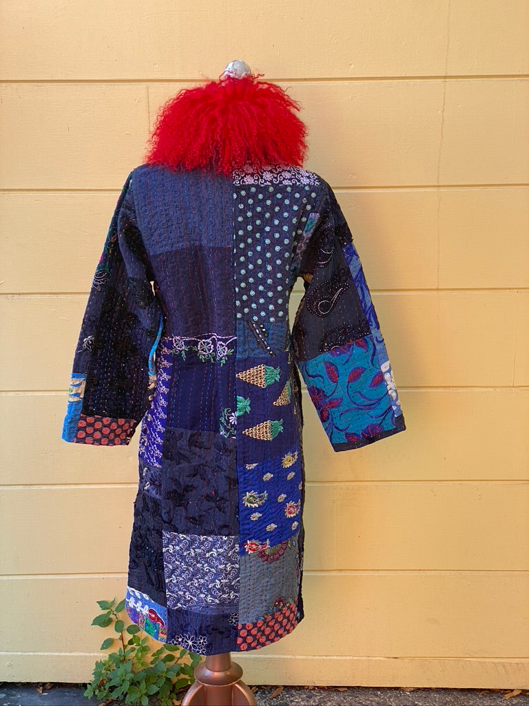 Patchwork coat hand embroidered nehru coallar Andrea Serrahn Serrahna