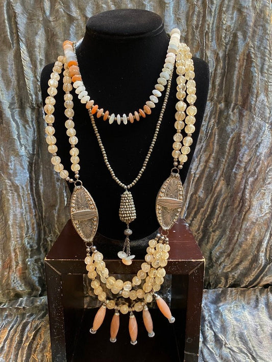 Peach moonstone silver crystal melon pyrite Andrea Serrahn Serrahna