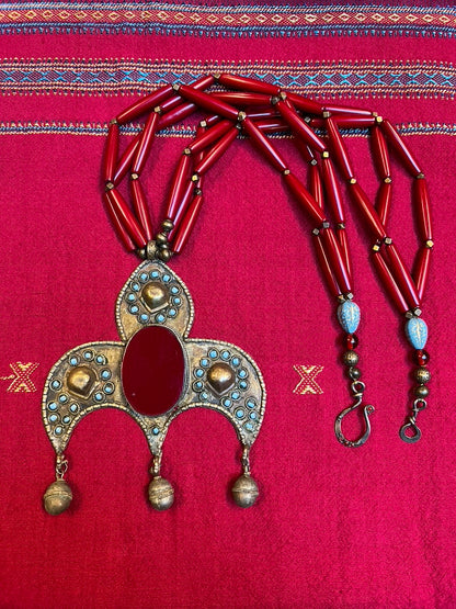 Tribal carnelian statement necklace Andrea Serrahn Serrahna