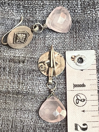 Rose Quartz Teardrops earrings sterling silver Andrea Serrahn Serrahna