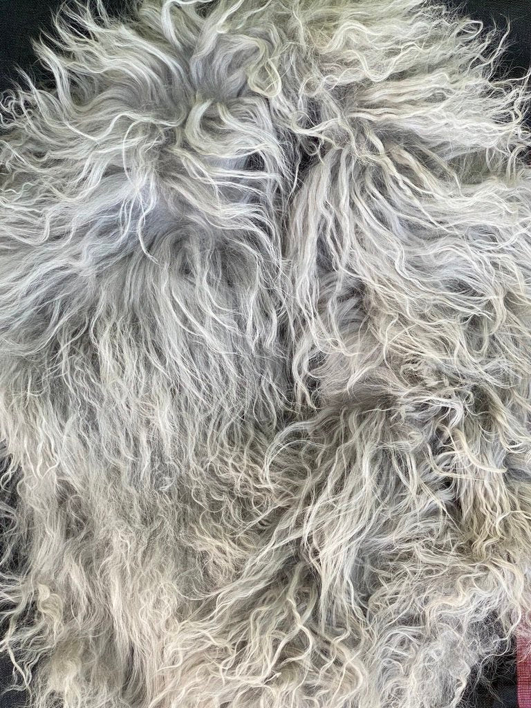 Mongolian fur collar ice grey Andrea Serrahn Serrahna