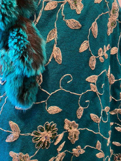 wool silk shawls embroidered metallic sequin bling Andrea Serrahn Serrahna
