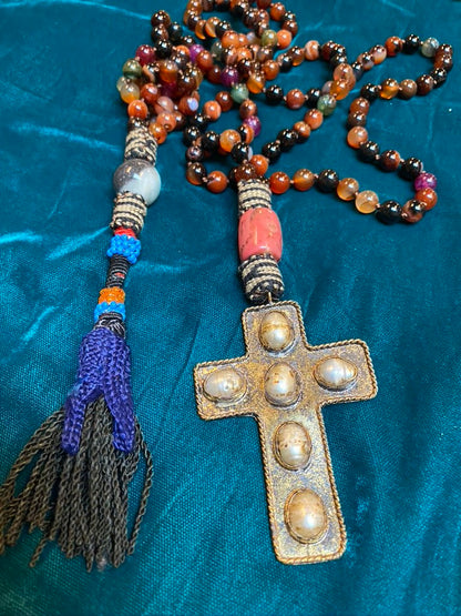 Rosary Knotted Agate Crucifix Cross Andrea Serrahn Serrahna