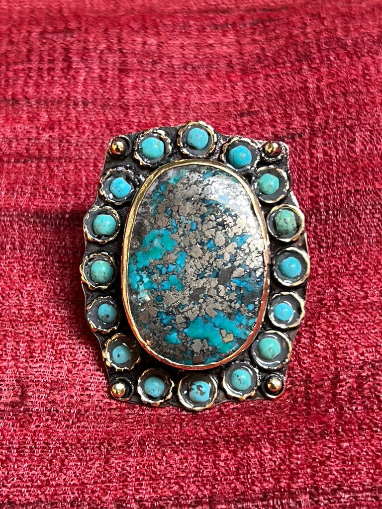 PERSIAN TURQUOISE PYRITE RING