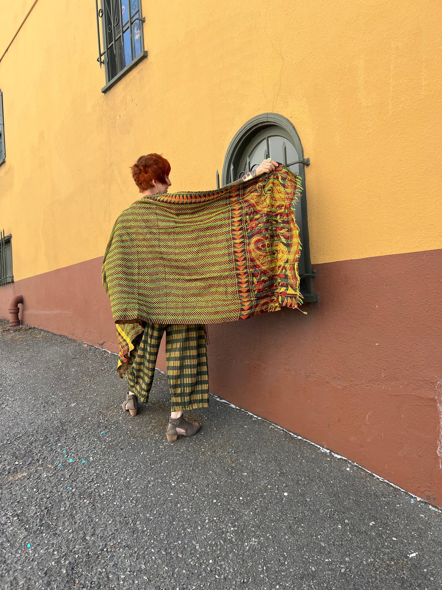 REVERSIBLE HAND-QUILTED SILK SHAWL: AUTUMN PALETTE