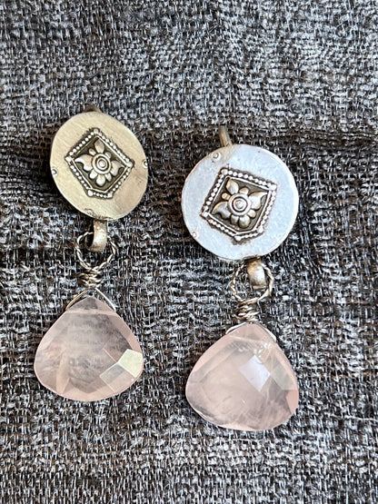 Rose Quartz Teardrops earrings sterling silver Andrea Serrahn Serrahna