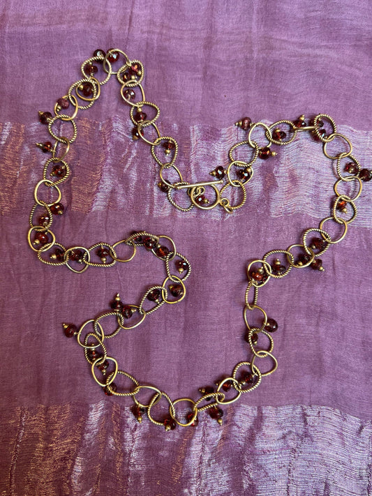 Garnets on chain dangles gold plated necklace Andrea Serrahn Serrahna