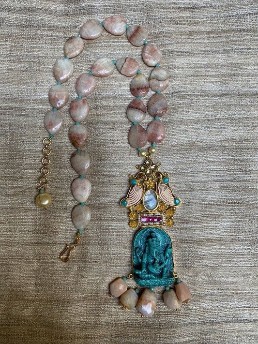 Resin ganesh peruvian opals turquoise moonstone necklace Andrea Serrahn Serrahna