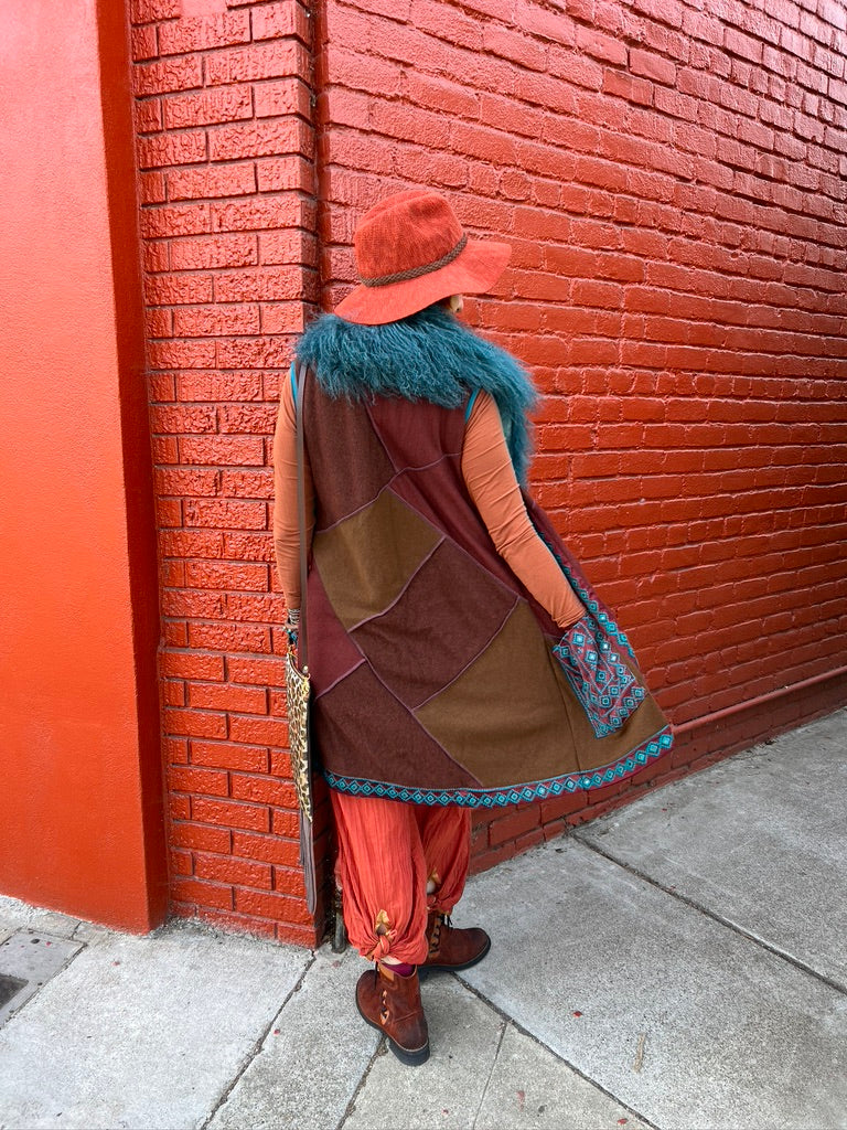 RUSSET RICH PATCHWORK SWEATER VEST