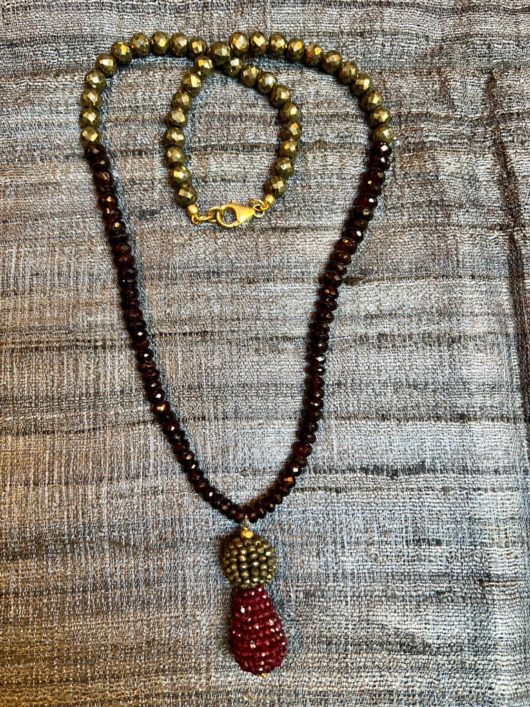 Indian Garnet Indian Ruby pyrite faceted ruby garnet necklace Andrea Serrahn Serrahna