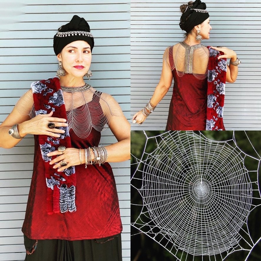 Beaded capelet spider webb design flapper style Andrea Serrahn Serrahna