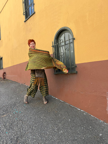 REVERSIBLE HAND-QUILTED SILK SHAWL: AUTUMN PALETTE