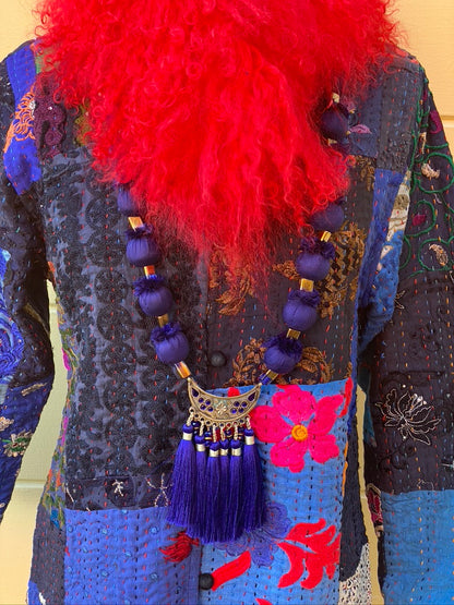 Patchwork coat hand embroidered nehru coallar Andrea Serrahn Serrahna