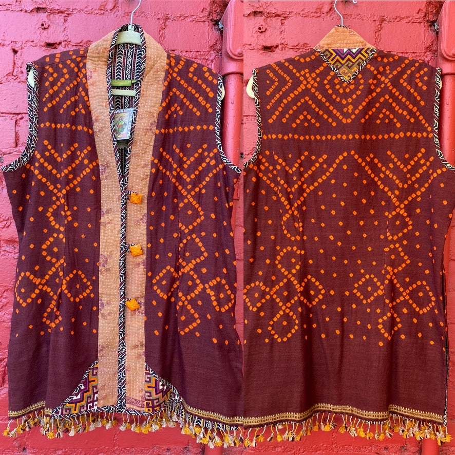 Wool vest Uzbekistan India hand crafted Andrea Serrahn Serrahna