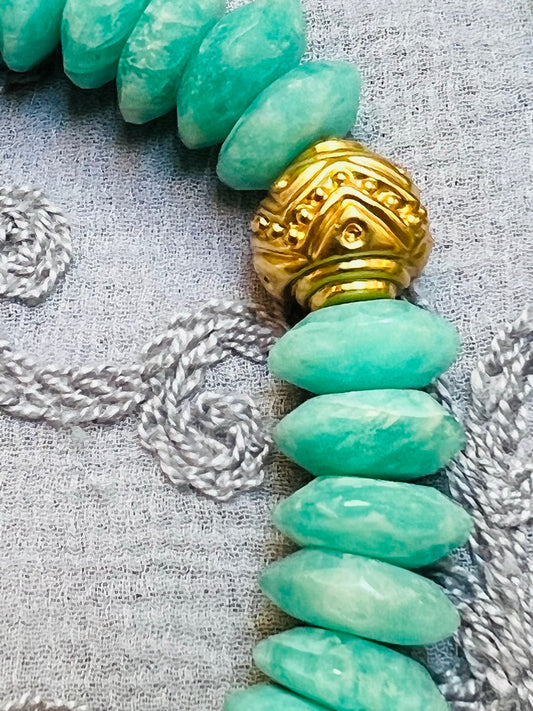 Temple Grandeur Gold plated Ganesh amazonite necklace Andrea Serrahn Serrahna