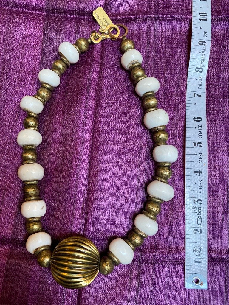 Africa bovine beads brass choker necklace Andrea Serrrahn Serrahna