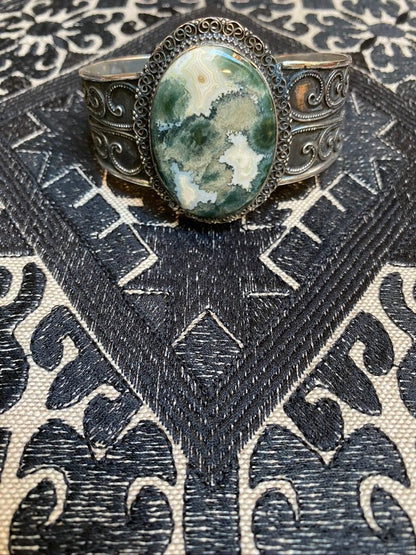 Ocean Jasper stone from Madagascar set in 925 silver cuff Andrea Serrahn Serrahna