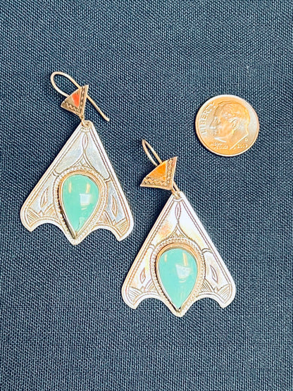 Etched sterling silver Tuareg tribe gemstone earrings Andrea Serrahn Serrahna
