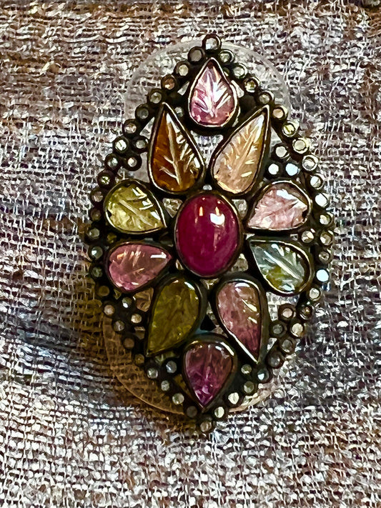 Marquis Tourmalines Ring diamonds 925 silver Andrea Serrahn Serrahna