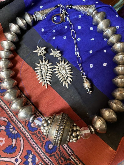 Tribal silver chunky necklace Nigerian and India Andrea Serrahn Serrahna