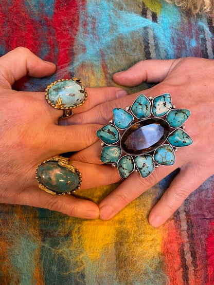 TURQUOISE BLUE DOME RINGS