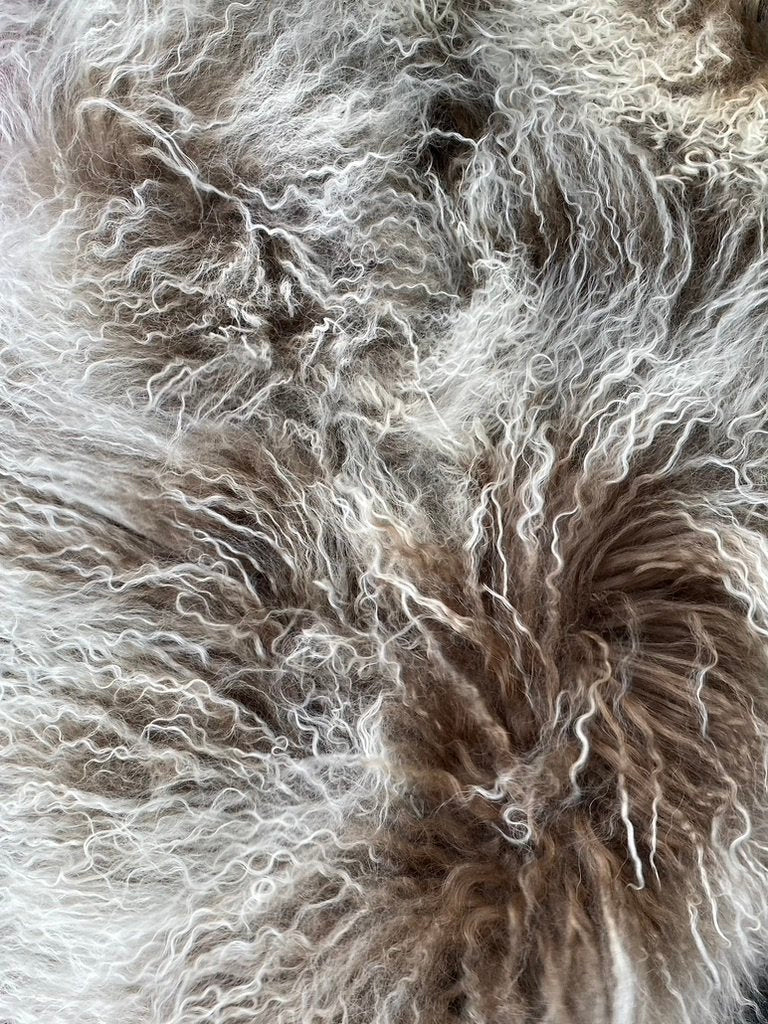 Mushroom white tip mongolian fur collar Andrea Serrahn Serrahna